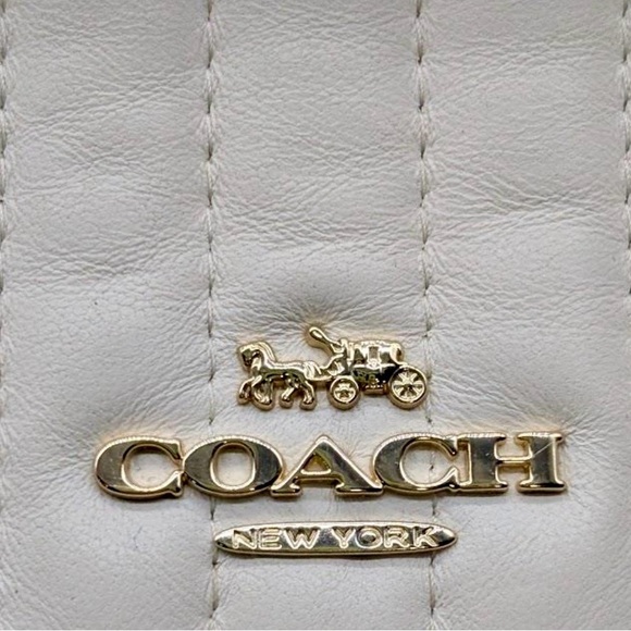 COACH Cream Linear Quilted Flap Belt Bag / Crossbody with Gold Chain - Picture 4 of 9